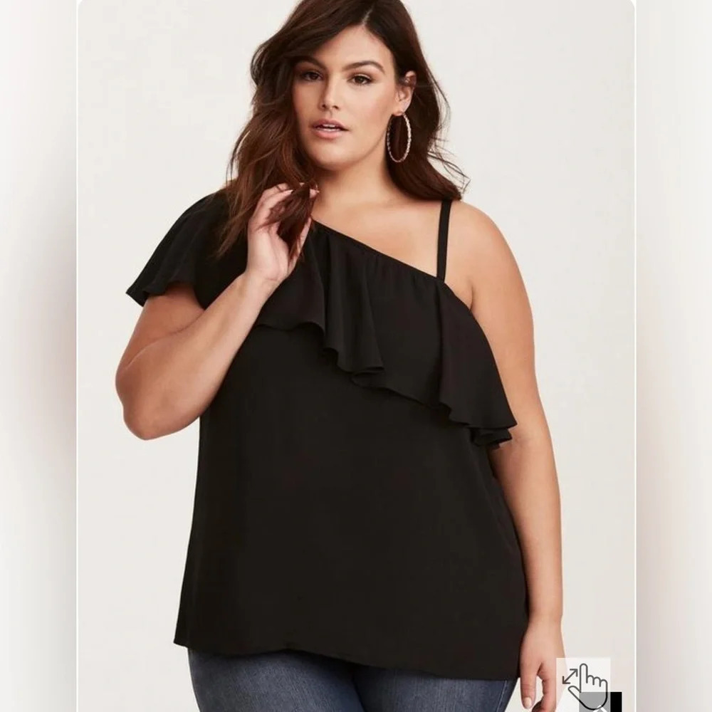 Torrid‎ Black Georgette One Shoulder Top